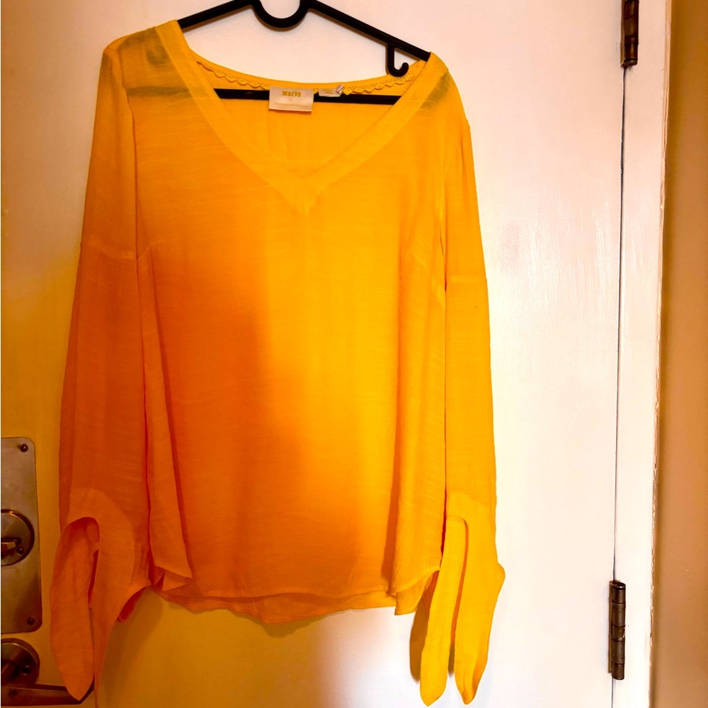 Anthropologie Yellow  Long Sleeve Blouse, Size 4